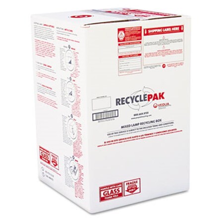 Recyclepak Prepaid Recycling Container Kit for Mixed Lamps- 16w x 16d x 25h Box- White RE32222